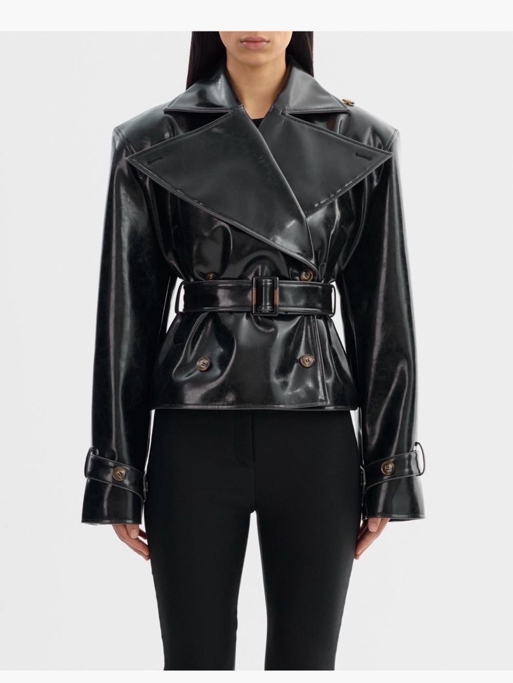 NWT Lamarque DELANIA
Faux Patent Leather Trench Coat XS Black